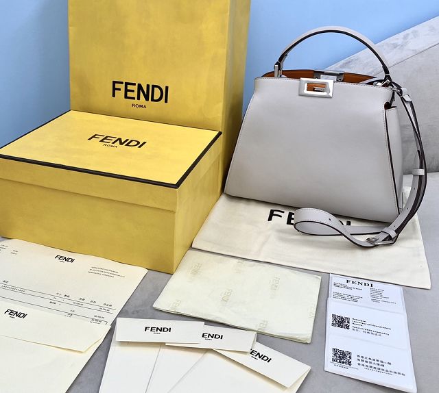 Fendi original calfskin small peekaboo bag 8BN255 light grey