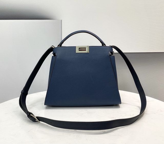 Fendi original calfskin small peekaboo bag 8BN255 navy blue