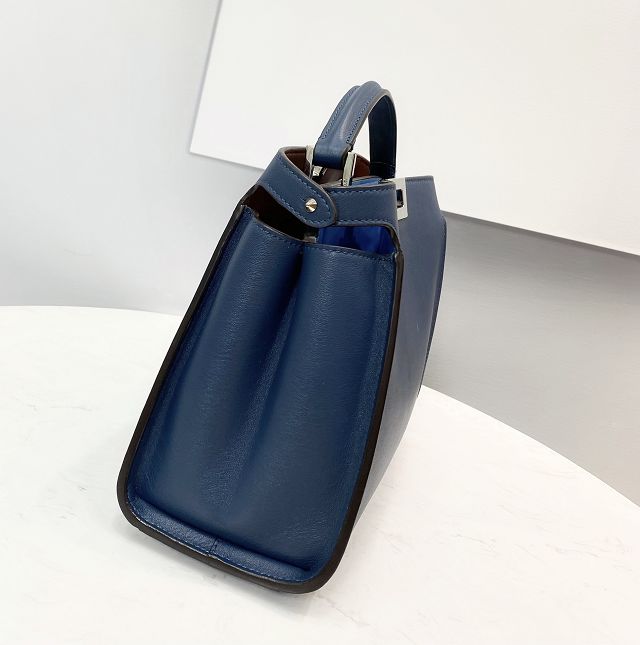 Fendi original calfskin small peekaboo bag 8BN255 navy blue