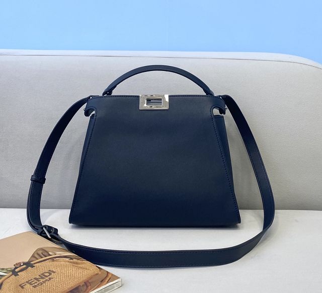 Fendi original calfskin small peekaboo bag 8BN255 navy blue