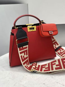 Fendi original calfskin small peekaboo bag 8BN255 red