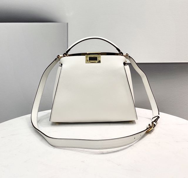 Fendi original calfskin small peekaboo bag 8BN255 white