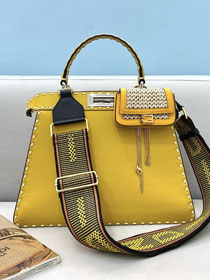 Fendi original grained calfskin medium peekaboo ISeeU bag 8BN321 yellow