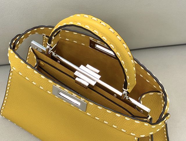 Fendi original grained calfskin medium peekaboo ISeeU bag 8BN321 yellow