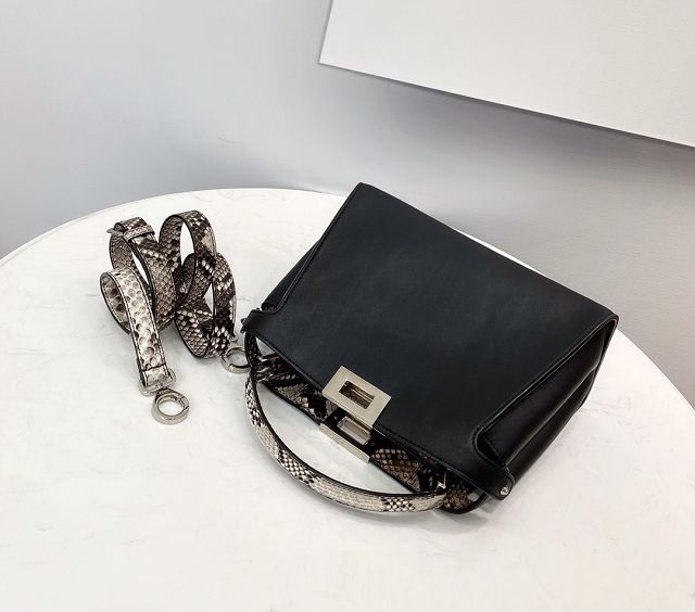 Fendi original python&calfskin small peekaboo bag 8BN255 black