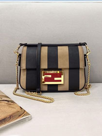 Fendi original suede mini baguette bag 8BS017 black&apricot