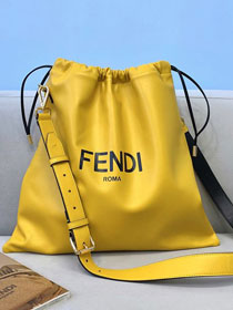 Fendi original calfskin large drawstring bag 8BH352 yellow