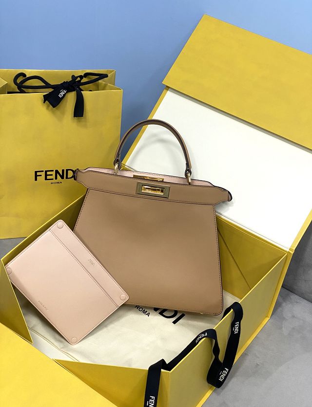 Fendi original calfskin medium peekaboo ISeeU bag 8BN321 apricot