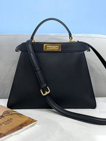 Fendi original calfskin medium peekaboo ISeeU bag 8BN321 black