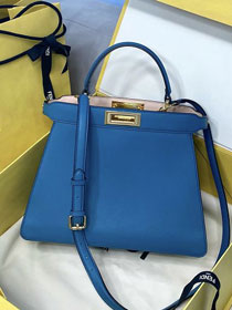 Fendi original calfskin medium peekaboo ISeeU bag 8BN321 blue