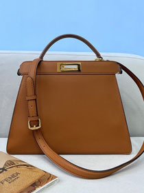 Fendi original calfskin medium peekaboo ISeeU bag 8BN321 brown