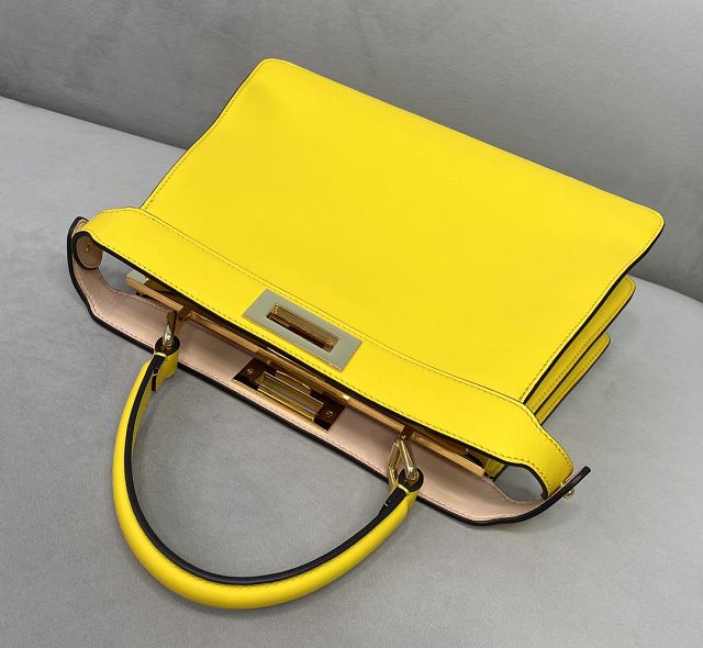 Fendi original calfskin medium peekaboo ISeeU bag 8BN321 yellow