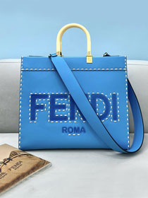 Fendi original calfskin medium sunshine shopper bag 8BH386 blue