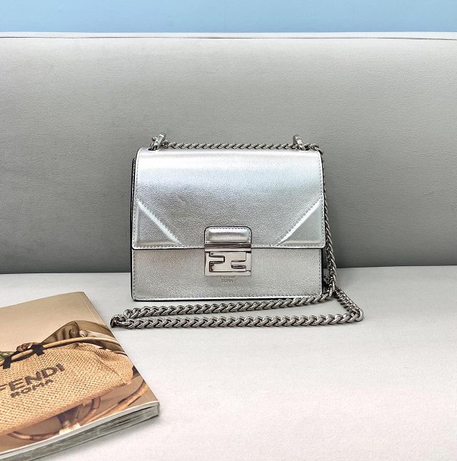 Fendi original calfskin mini kan U bag 8M0513 silver