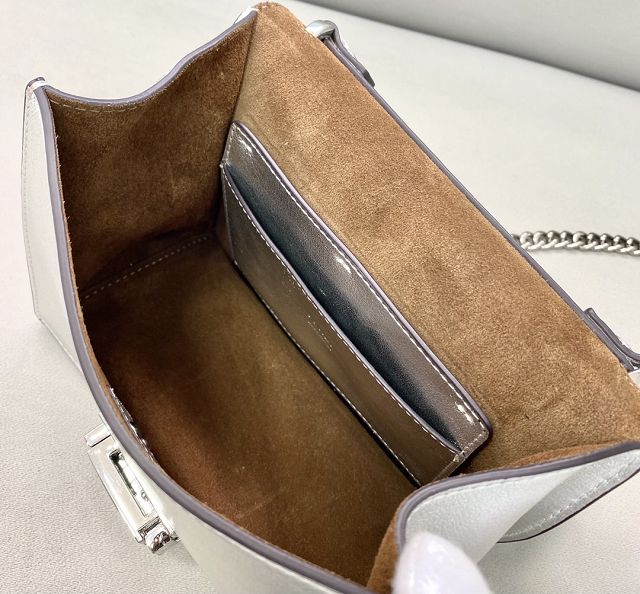 Fendi original calfskin mini kan U bag 8M0513 silver