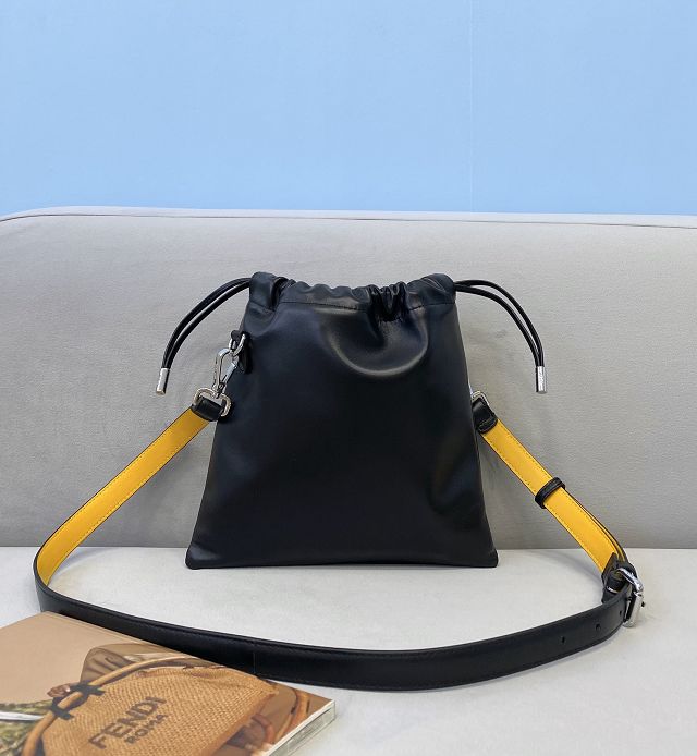 Fendi original calfskin small drawstring bag 8BH355 black