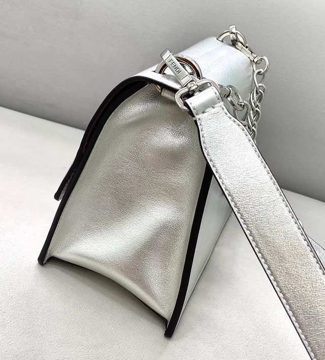 Fendi original calfskin small kan U bag 8M0515 silver