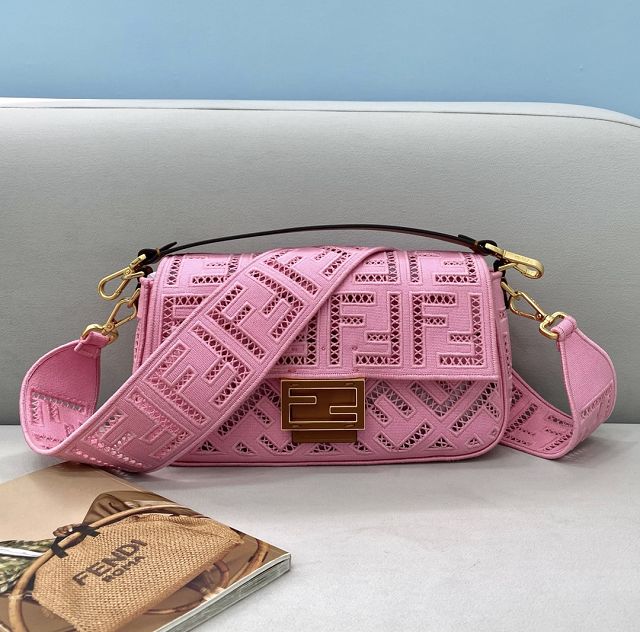 Fendi original canvas medium baguette bag 8BR600 pink