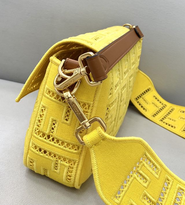 Fendi original canvas medium baguette bag 8BR600 yellow