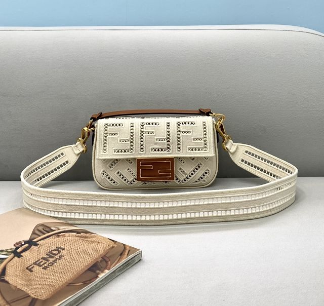 Fendi original canvas mini baguette bag 8BS017 off-white