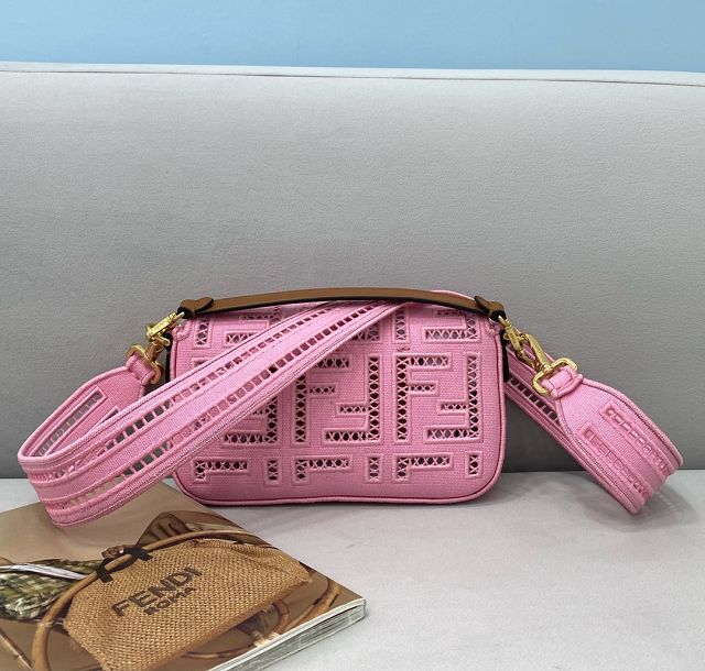 Fendi original canvas mini baguette bag 8BS017 pink