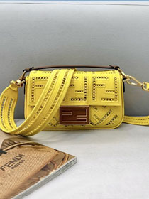 Fendi original canvas mini baguette bag 8BS017 yellow