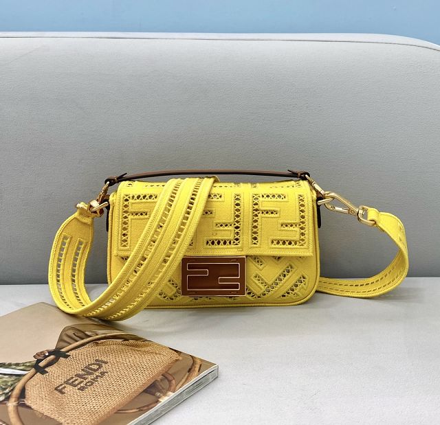 Fendi original canvas mini baguette bag 8BS017 yellow