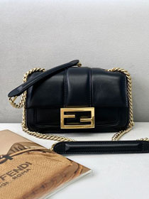 Fendi original lambskin mini baguette chain bag 8BS045 black	