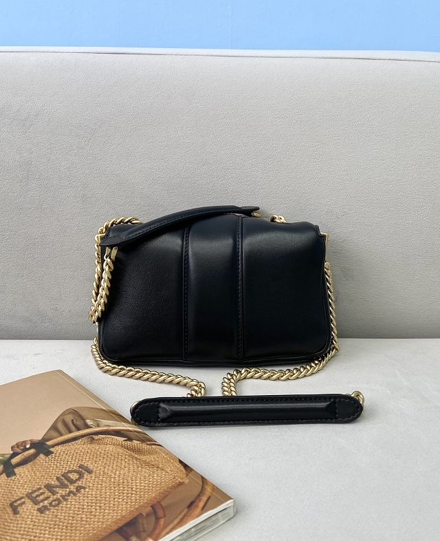 Fendi original lambskin mini baguette chain bag 8BS045 black	