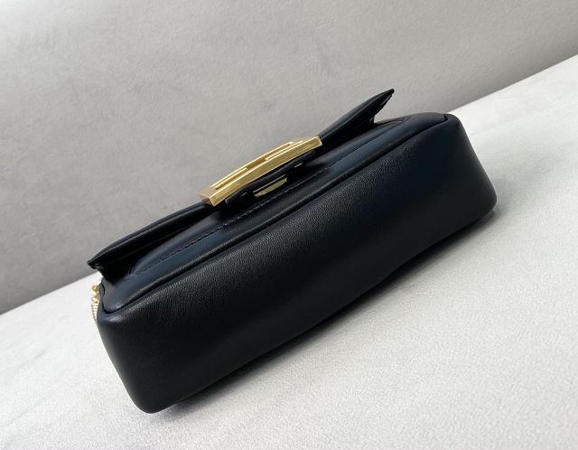 Fendi original lambskin mini baguette chain bag 8BS045 black	