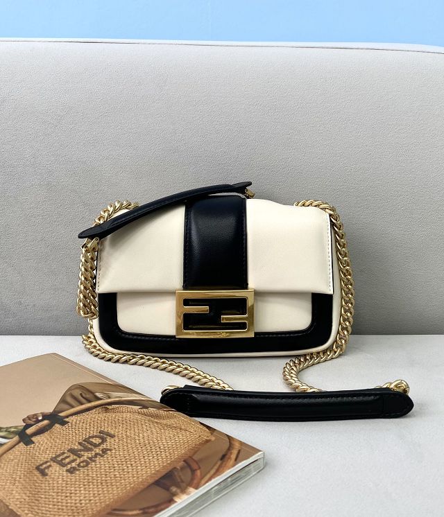 Fendi original lambskin mini baguette chain bag 8BS045 white