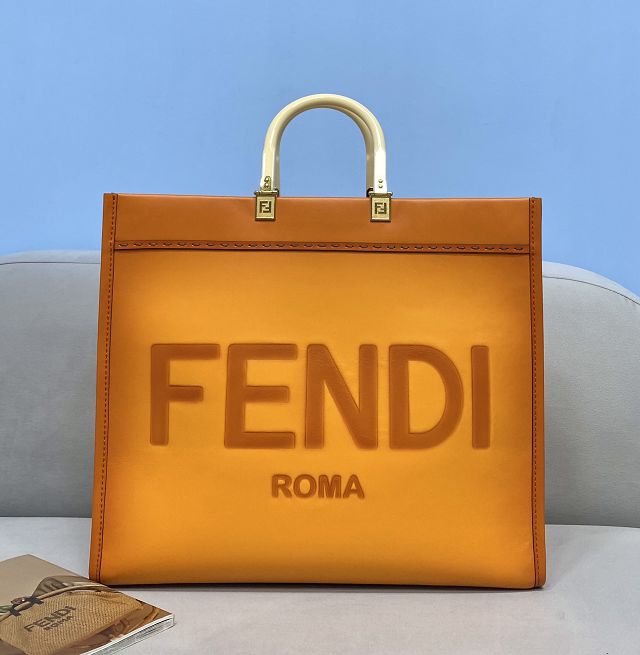Fendi original calfskin large sunshine shopper bag 8BH372-2 orange