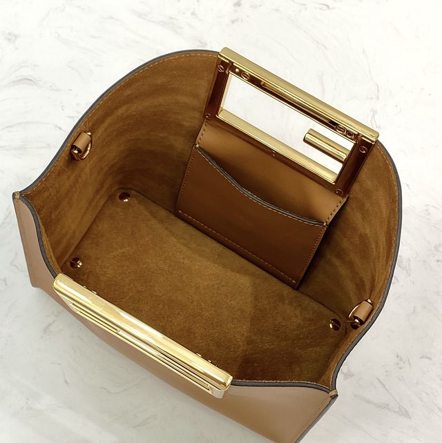 Fendi original calfskin mini way handbag 8BS054 brown