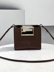 Fendi original calfskin mini way handbag 8BS054 dark coffee