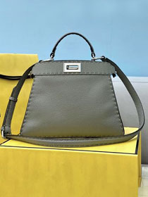 Fendi original grained calfskin small peekaboo ISeeU bag 8BN327 grey