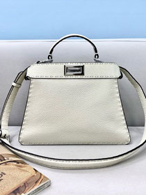 Fendi original grained calfskin small peekaboo ISeeU bag 8BN327 white