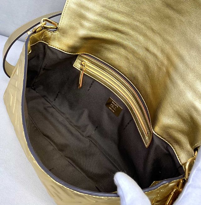 Fendi original lambskin large baguette bag 8BR795 gold