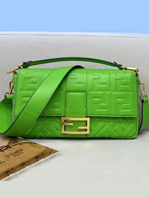 Fendi original lambskin large baguette bag 8BR795 green