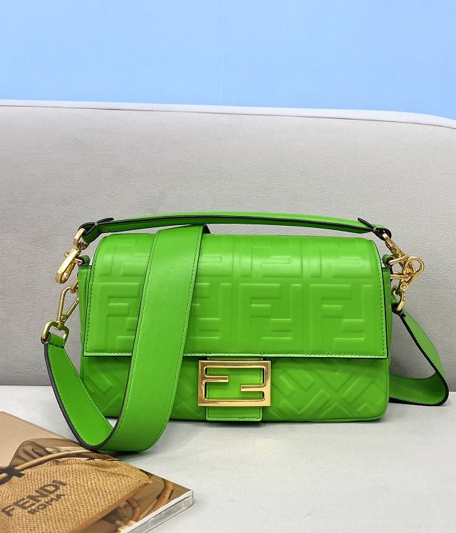 Fendi original lambskin medium baguette bag 8BR600 green