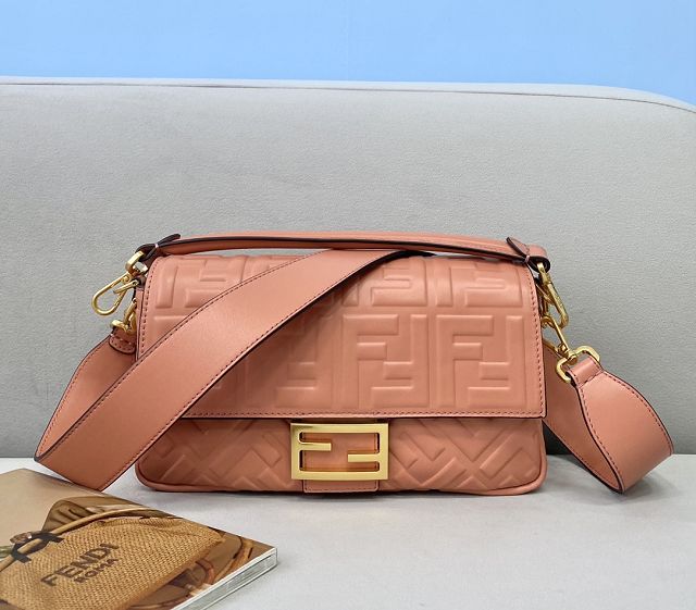 Fendi original lambskin medium baguette bag 8BR600 shrimp pink