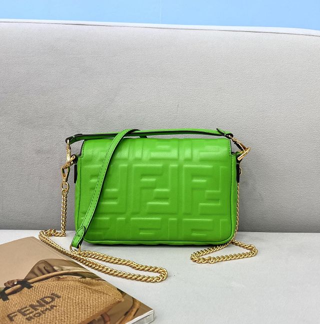 Fendi original lambskin mini baguette bag 8BS017 green