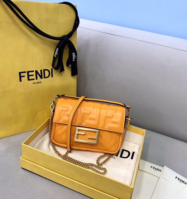 Fendi original lambskin mini baguette bag 8BS017 orange