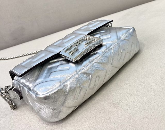 Fendi original lambskin mini baguette bag 8BS017 silver