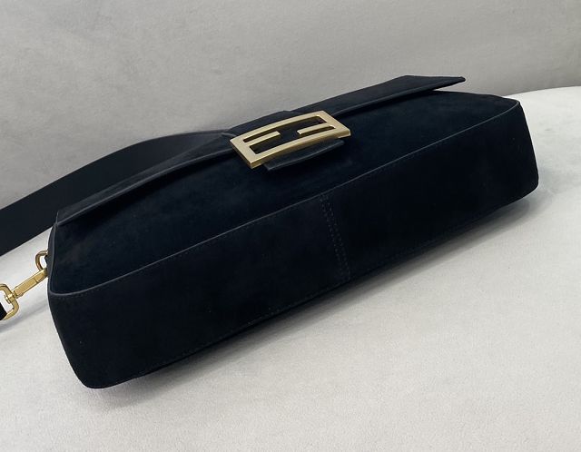 Fendi original suede large baguette bag 8BR795 black