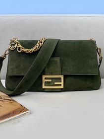 Fendi original suede large baguette bag 8BR795 green