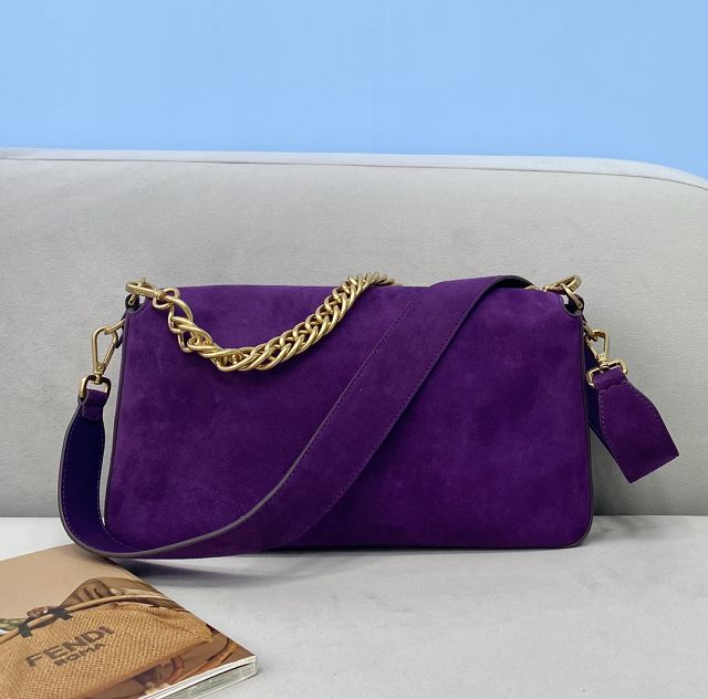 Fendi original suede large baguette bag 8BR795 purple