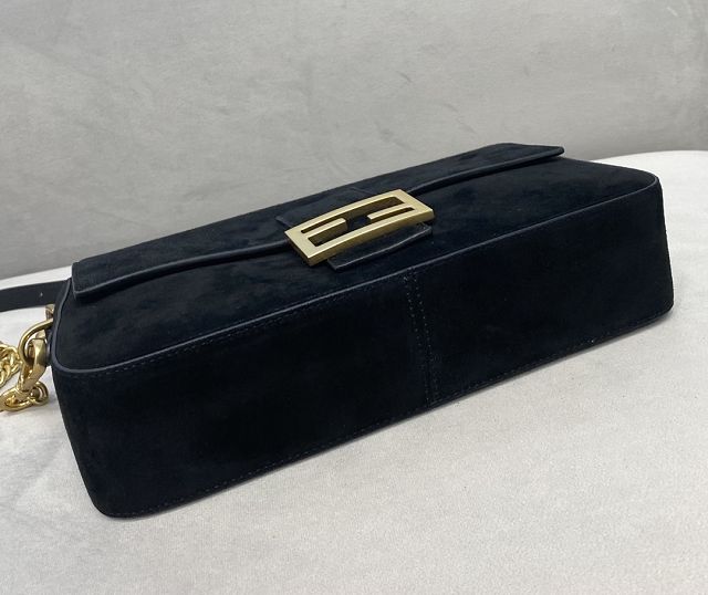 Fendi original suede medium baguette bag 8BR600 black