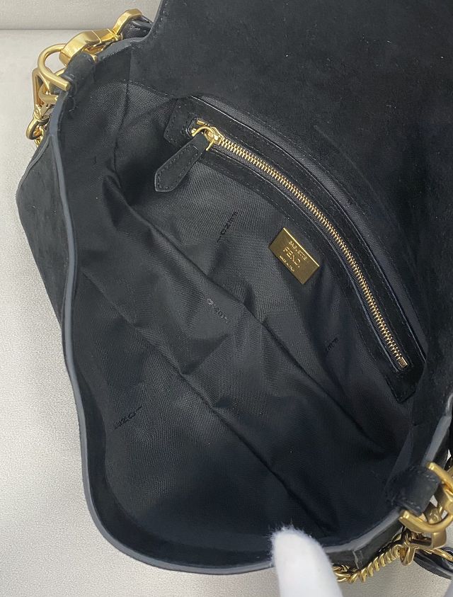 Fendi original suede medium baguette bag 8BR600 black