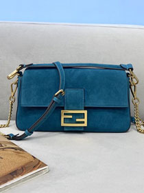 Fendi original suede medium baguette bag 8BR600 blue