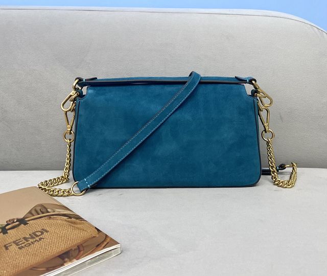 Fendi original suede medium baguette bag 8BR600 blue